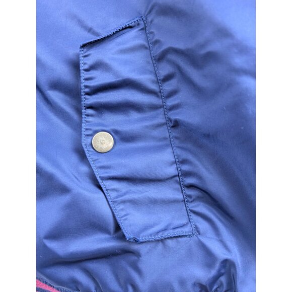 Gap Varsity Bomber Jacket Mens XL Navy Burgundy Full Zip Button Pockets Retro - Picture 2 of 10